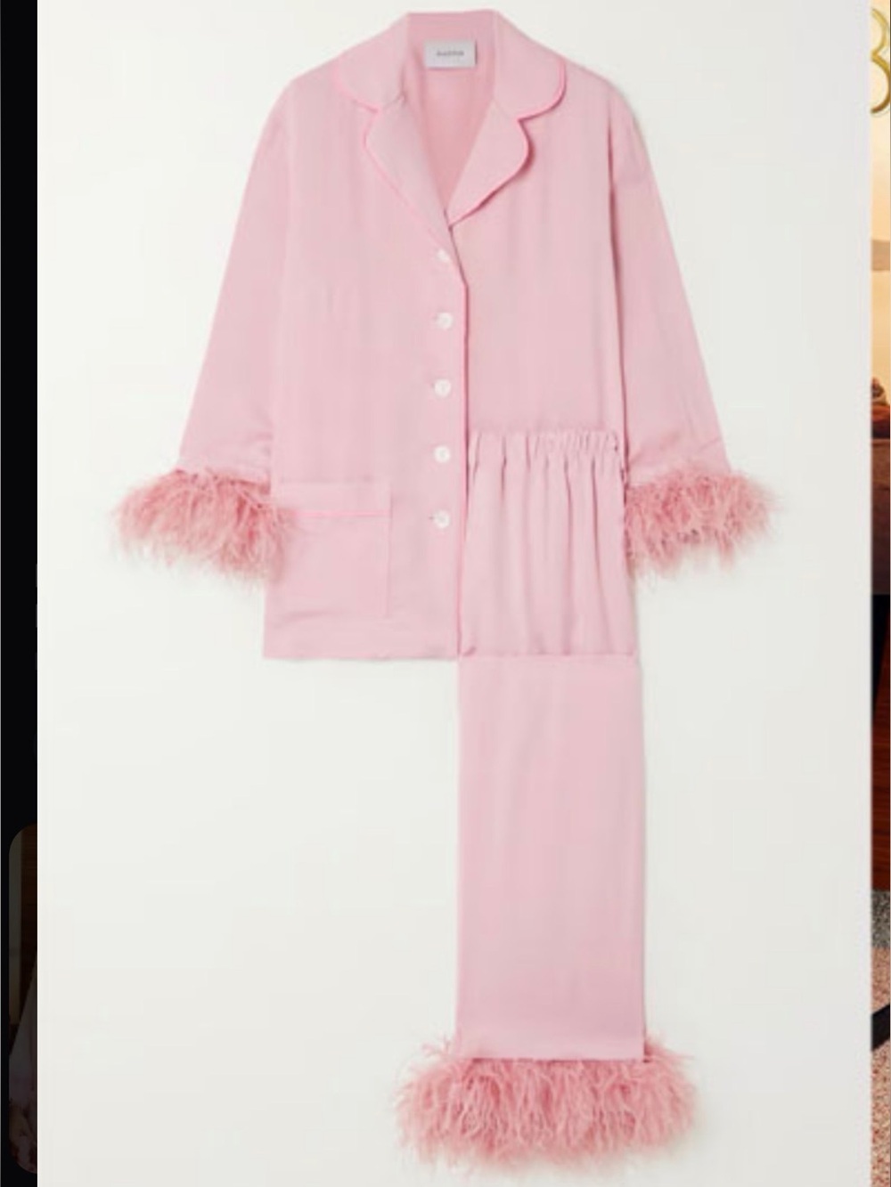 Sleeper Pink Feather-Trim Pajama Set